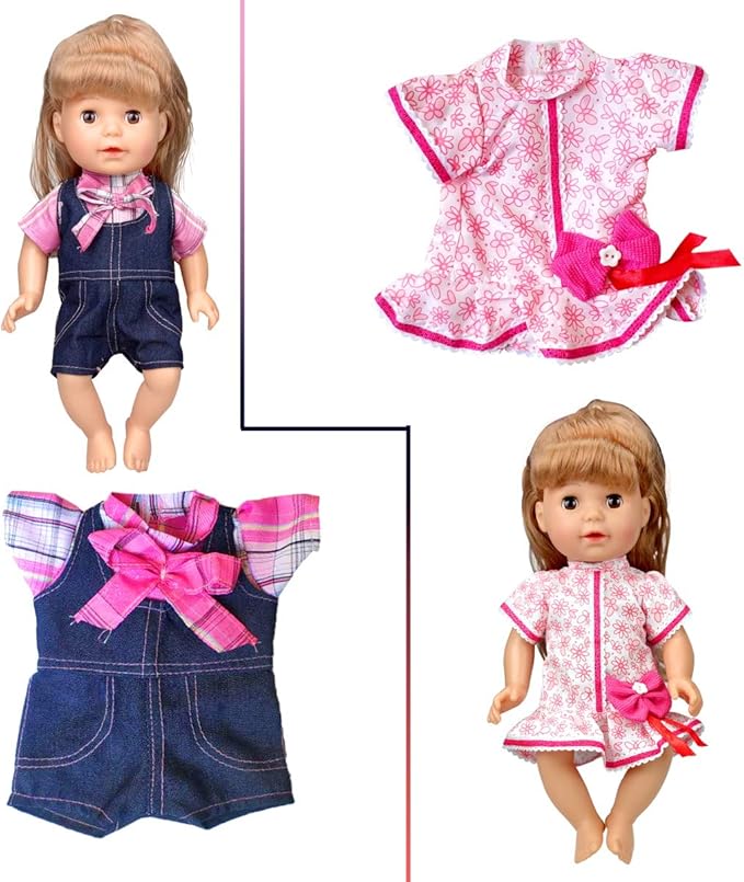 WONDOLL 8-Sets Alive Baby-Doll-Clothes for 12 inch Baby Dolls 10-11-12 inch Handmade Clothing Lovely Hat Dress and Outfits Accessories Christmas Birthday for Little Girl（NO Doll