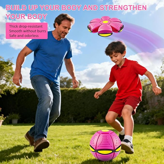 Magic Ball Pop Up Balls Light-Up – Magic Bouncing Pop Up Toy with Bright Motion Lights Dual-Form Magic Meta Ball Bouncy Balls for Indoor Outdoor Fun (Pink)