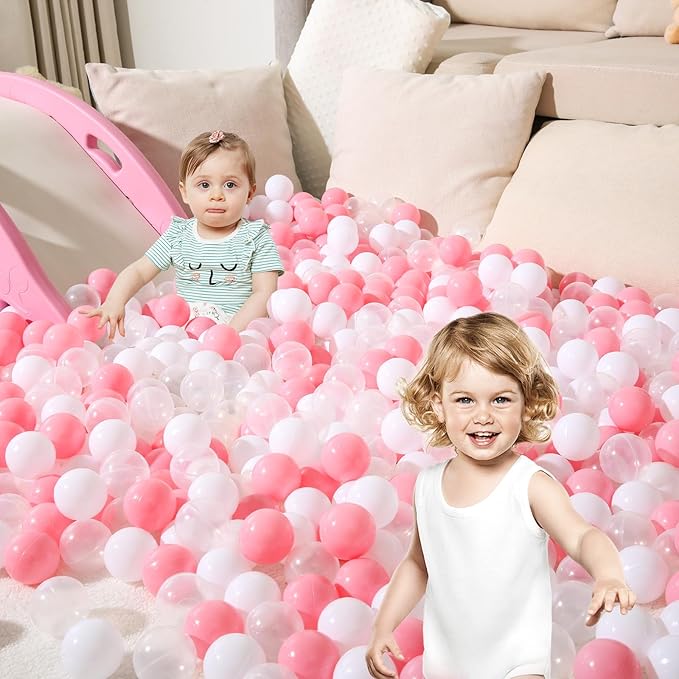 STARBOLO Ball Pit Balls for Toddlers Pack of 100 200 500 - BPA&Phthalate Free Non-Toxic Crush Proof Soft Plastic Balls for 1-5Years Old Toddlers Girl Kids Birthday Pool Playpen Tent Party
