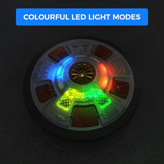 Mothership Hover Soccer Ball - Inbuilt Rechargeable Battery - Indoor Soccer Toys with LED Light (Moonshine Silver)
