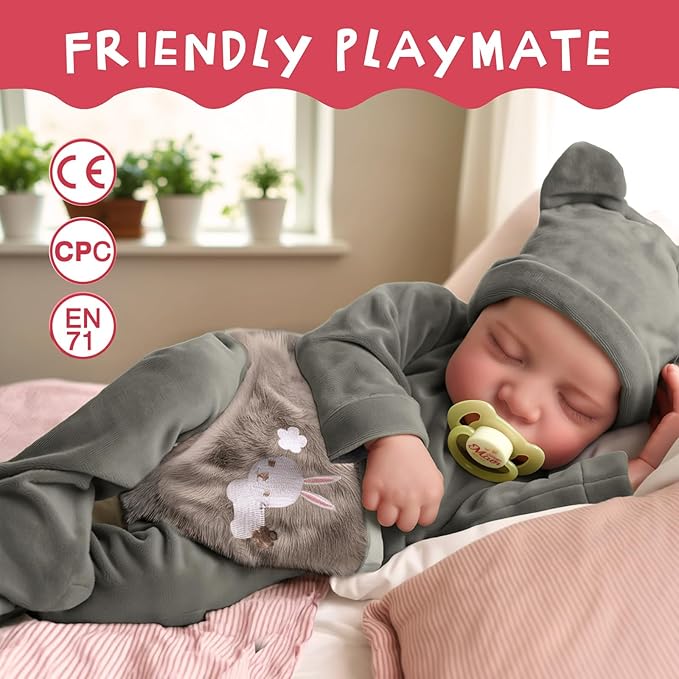 JIZHI Reborn Baby Dolls Boy - 20 Inch Cute Soft Realistic Newborn Baby Doll with Poseable Body, Real Life Baby Dolls with Accessories for 3+ Year Old Gifts, Pretend Play