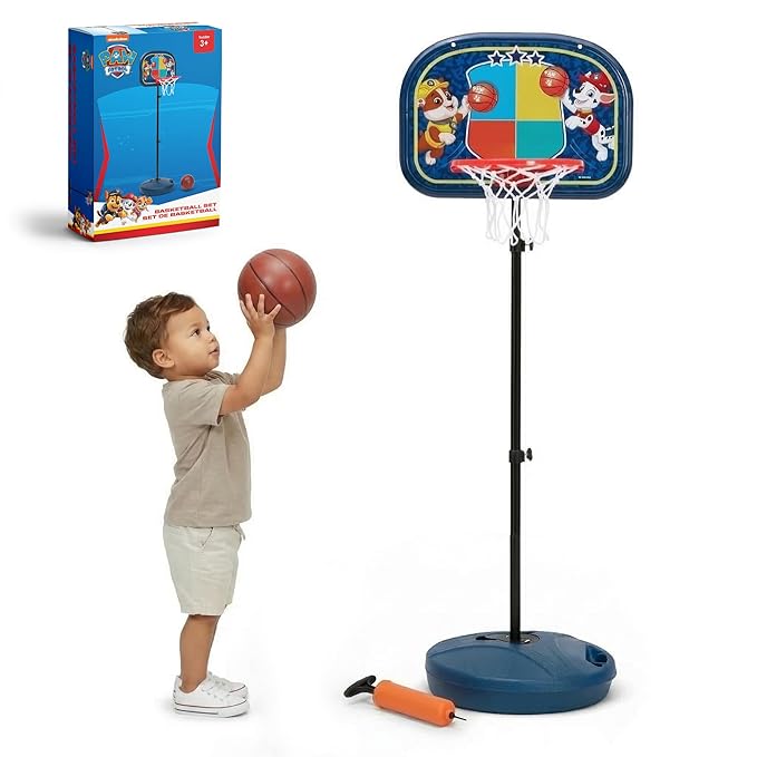 Delta Children - PAW Patrol Kids Basketball Hoop Set, Height Adjustable Toddler Basketball Goal with Stand, Indoor Outdoor Sports Toy, Includes Ball and Pump, Blue