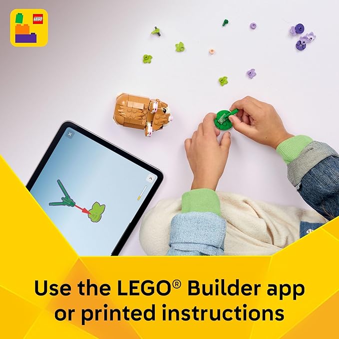 LEGO Creator 3 in 1 Cute Hamster with a Flower Building Toy for Girls & Boys, Ages 7+ - Kids Build a Hamster, Hedgehog or Eagle Animal Figure - Gift Idea for Birthdays - 31376
