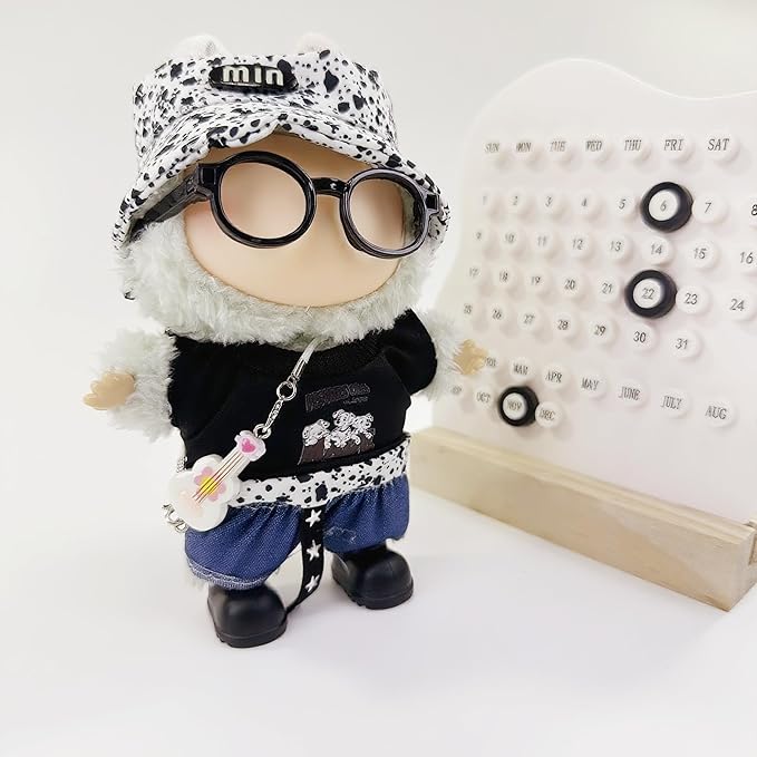 Stylish 17cm Doll Clothes(NO Dolls), Cute Doll Outfits with Hat + Top + Pants + Glasses + Shoes, Adorable Dolls Clothes Accessories for Dress Up