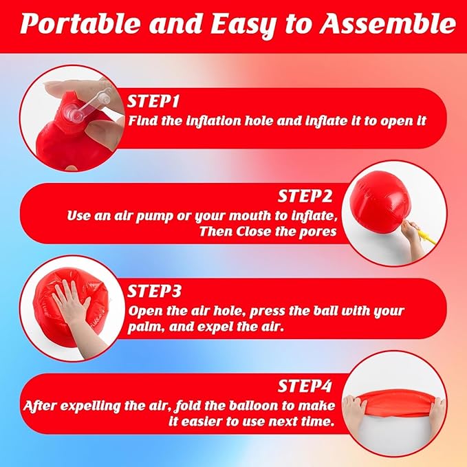 20 Pack Red Beach Ball - 12Inch Blow Up Beach Ball Party Supplies for Kids, Inflatable Floating Balls for Summer Pool Parties, Outdoor Activities & Birthday Decorations (Red)