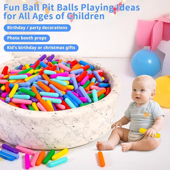 STARBOLO Ball Pit Balls for Toddlers - Pack of 500 Balls 5.12inches Long Balls Crush Proof Plastic Toy Balls for Toddlers Ball Pits, Ball Pit Play Tent, Baby Pool Water Toys(Rainbow 10 Colors)