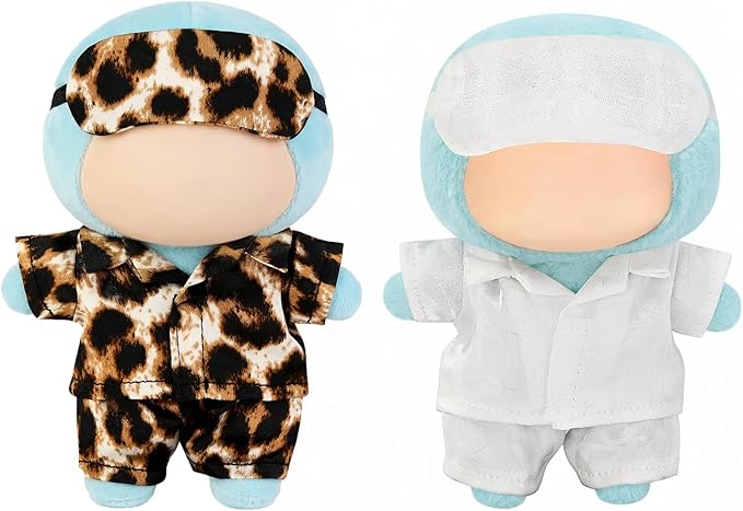 2 Sets 17cm Doll Pajamas Clothes Set, 17cm Doll Outfit with Accessories, Good Night Bedding Pajamas, Sleep Pants & Eye Mask, Dress Up Outfit for Collectors & Display, Gift for Women
