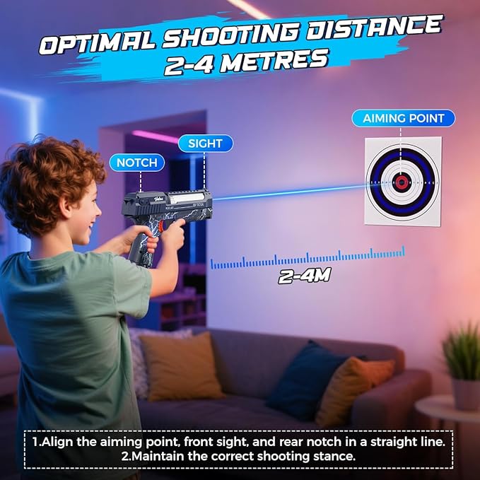 VATOS Smart Electronic Shooting Game Set, 2.4GHz Rechargeable Toy Gun with Auto-Scoring Target and Real-Time Voice Feedback, 4 Game Modes, Indoor and Outdoor Shooting Game Toy for Kids Age 10+, Teens