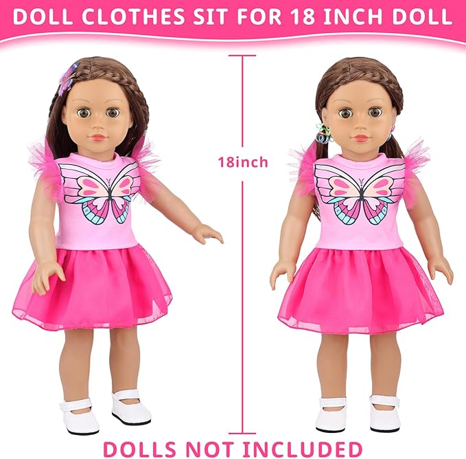 UNICORN ELEMENT 9 Items 18 inch Dolls Bag Set and Accessories Doll Carrier Including 18 Inch Doll Clothes, Camera, Sunglasses, Backpack and Sticker