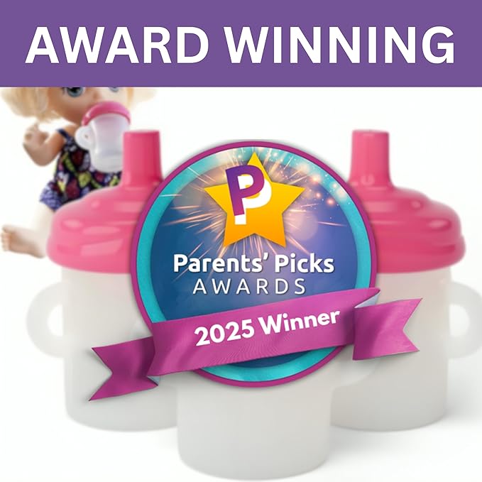 Doll Buddies Sippy Cup for Baby Alive Dolls | Sippy Dolls Accessories Compatible with Baby Alive Dolls that Drink and Wet | Doll Sippy Cup can be Filled with Water | 3 Pack