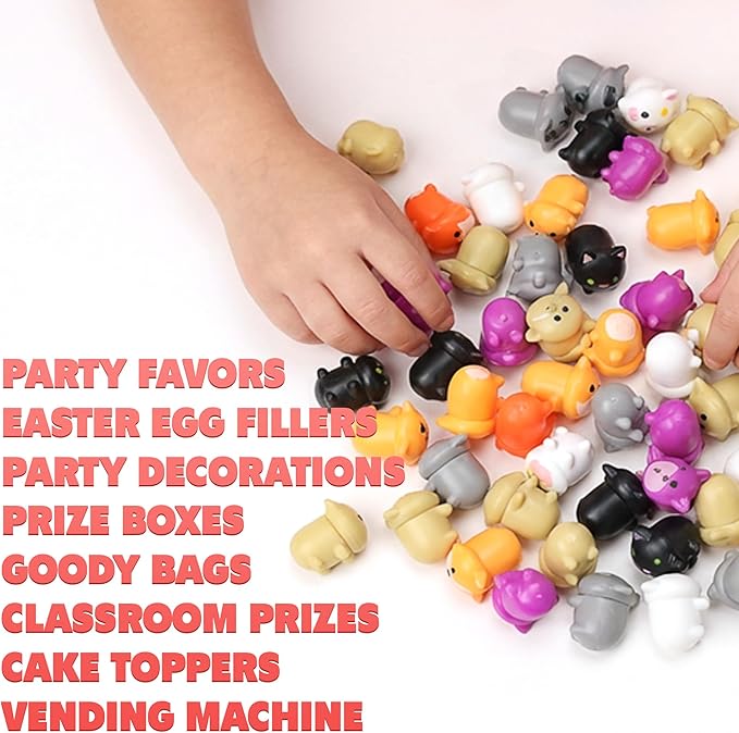 Entervending Farm Animal Figurine Toys in Capsule - 50 Pcs -1.1 Inch Plastic Capsules with Assorted Pets & Animals Mini Figurines for Kids - Easter Basket Stuffers - Toy Vending Machine Refill