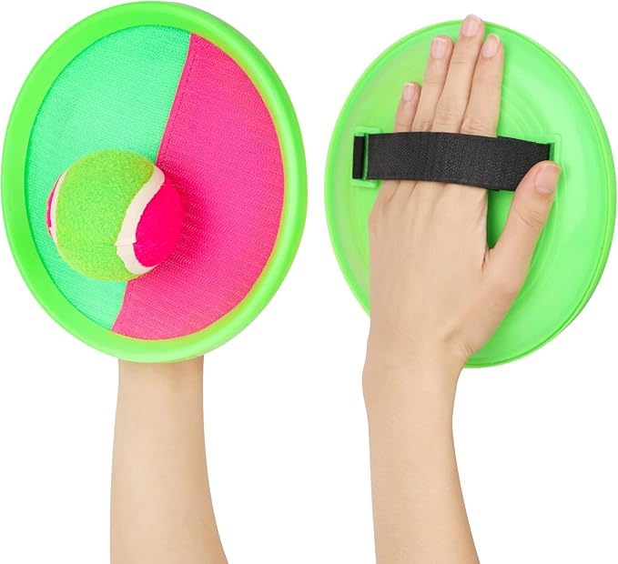 Hxezoc Toss and Catch Ball Set Catch Game Toys with 4 Paddles 6 Balls and 1 Storage Bag, Ball Sports Toys for Kids and Adults Family School Outdoor Games, Beach Playground Yard Games Supplies