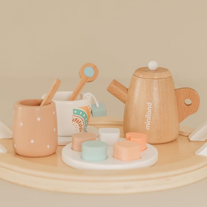 Miniland Doll Wooden Tea Set - Quality, ECO, Imaginative