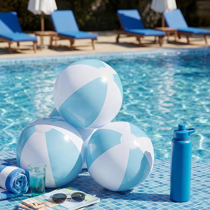 4 Pcs 16 Inch Inflatable Beach Balls Bulk Large Pastel Inflatable Decorated Ball Party Ornaments for Summer Swimming Pool Party Birthday Favors