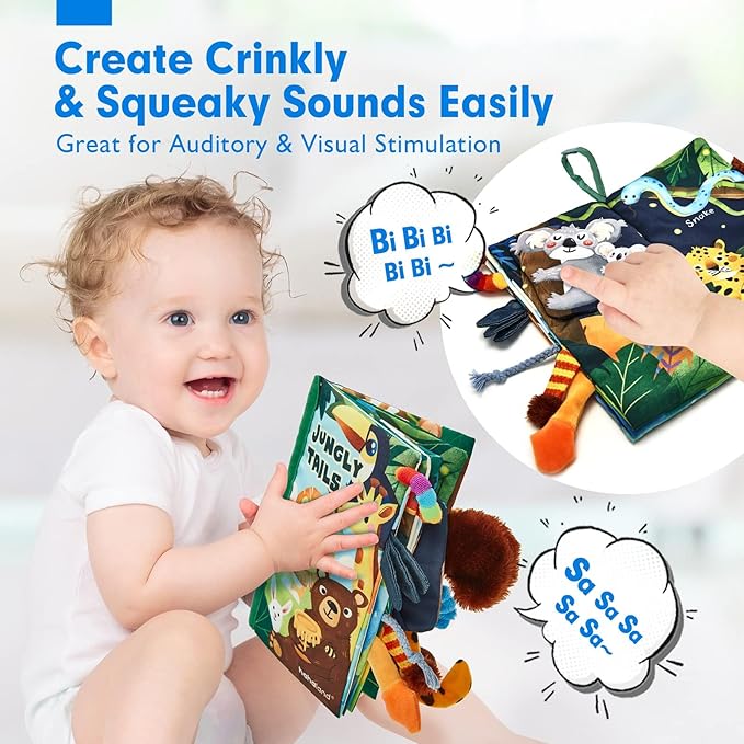 hahaland Baby Books 0-6 Months,Infant Tummy Time Toy Sensory Toys 6 to 12 Months Touch Feel Book Travel Toy Gifts for Boy Girl 0-3 Month Baby Shower Birthday Easter Basket Stuffers (Single)