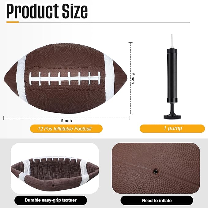 Jerify 12pcs Mini Inflatable Football Small Soccer Ball with Pump Needle for Outdoor Indoor Game Football Party Favors