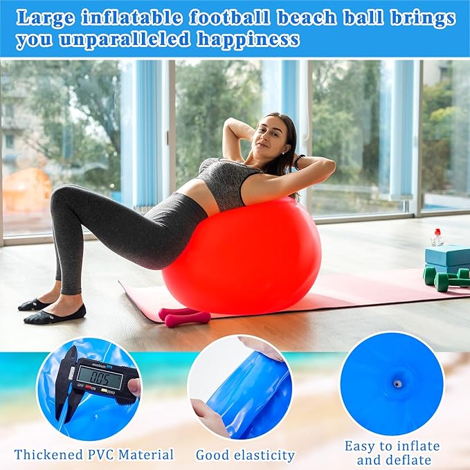 Jenaai 4 Pcs 30 Inch Big Bounce Ball Large Rubber Ball Giant Inflatable Kickball Outdoor Exercise Jumping Hopping for Outdoor Activity Game Sports Party