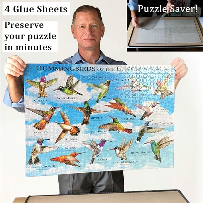 Puzzle Glue Sheets Clear Extra Large Puzzle Saver Peel and Stick - Preserve & Frame 1000 Piece Puzzle 24"X 30" in Minutes