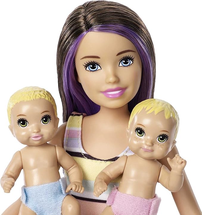 Barbie Skipper Babysitters Inc Dolls & Playset, Nap 'n Nurture Nursery, Skipper Doll, Baby Doll, Crib & 10+ Accessories, Working Toy Bouncer