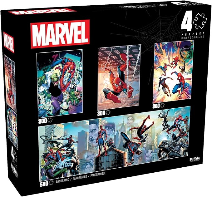 Buffalo Games - Marvel - 4 X 1 Multipack - Spider-Man - Multi-Piece Jigsaw Puzzles for Adults - Challenging Puzzle Perfect for Game Nights - Finished Size Varies