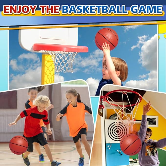 4 PCS 8.5inch Basketball for Kids Adults, Replacement Ball for Swimming Pool, Realistic Bounceand Grip for Indoor and Outdoor Play