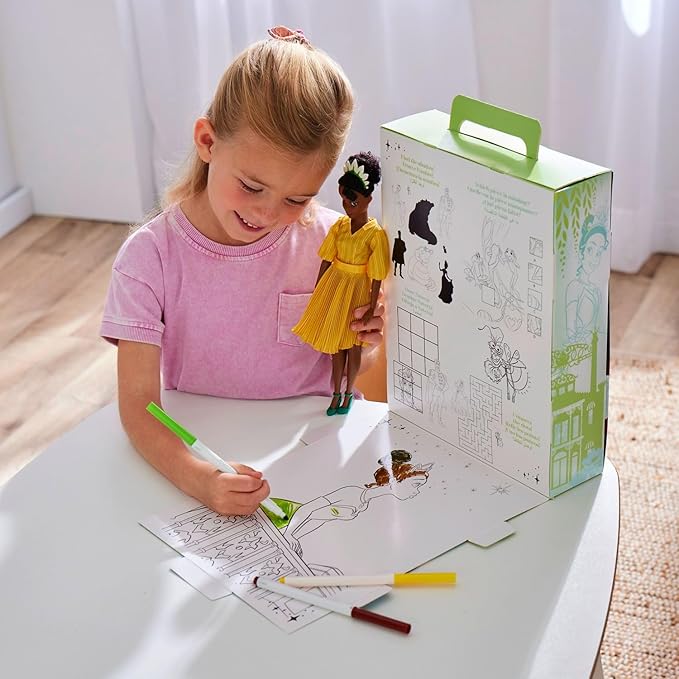 Disney Store Official Tiana Story Doll - 11 Inches - Includes Coloring Book and Additional Dress, Princess Doll in Classic Outfit, Disney Princess Toys for Girls