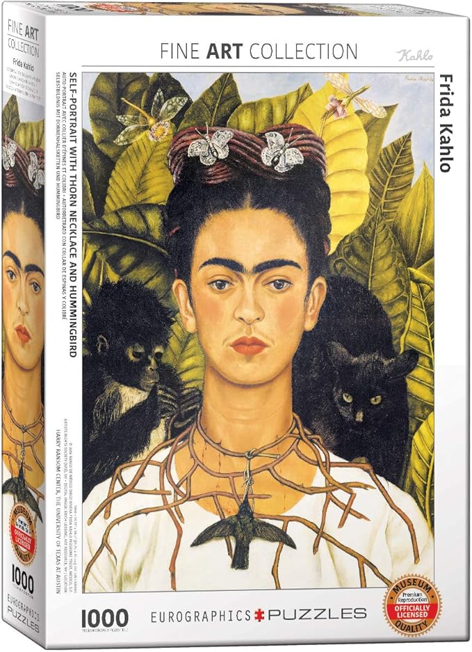 Self-Portrait with Thorn Necklace and Hummingbird by Frida Kahlo 1000-Piece Puzzle