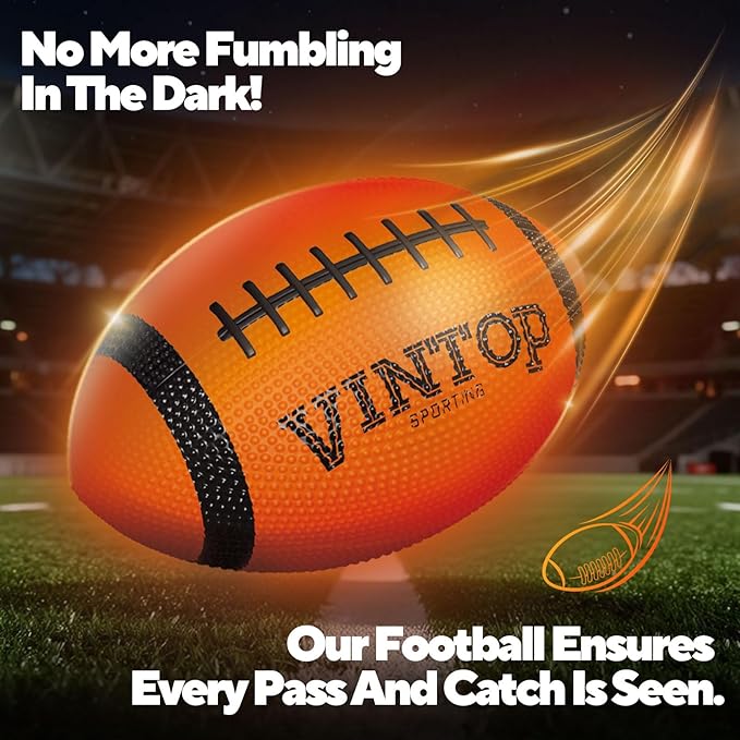 VINTOP Light Up Football - LED Glow in the Dark Football for Kids & Adults, Includes Free Air Pump, Sturdy Durable Sports Ball, Birthdays/Christmas/Outdoor Play