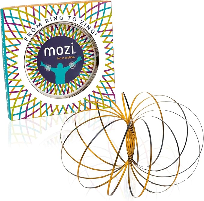 Mozi Geometric Magic Flow Bracelet - Easy to Use - 3D Spiral Toy, Spinning Bracelet for Children and Adults (Black and Gold)