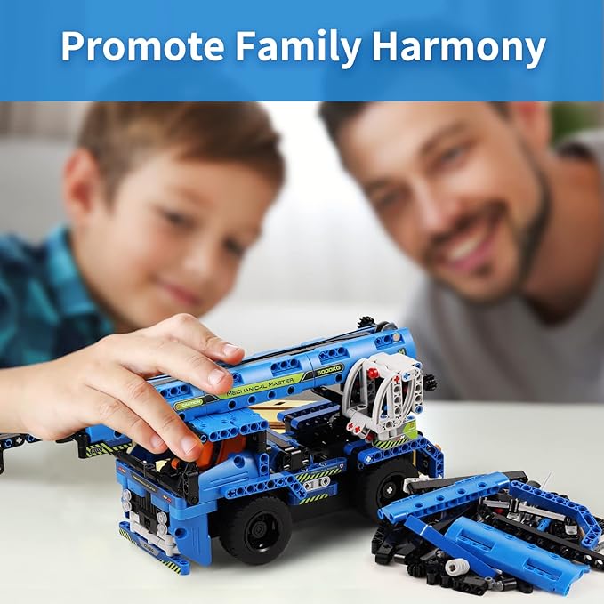 STEM RC Truck Building Toys, 2-in-1 Technic Vehicle Building Kits for Boys Age 8-12, Construction Erector Set Crane Truck Build Model for Boys Girls Age 6 7 8 9 10 11 12 13 14+