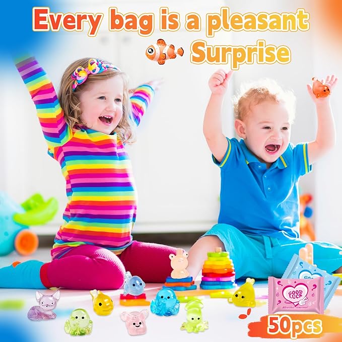 50 Pcs Mystery Bag Easter Day Gifts for Kids: Mini Resin Animals Glow in the Dark Figurines, Mini Figures Blind Bags for DIY Crafts, Fairy Garden Decor, Dollhouse Accessories, Party Favors