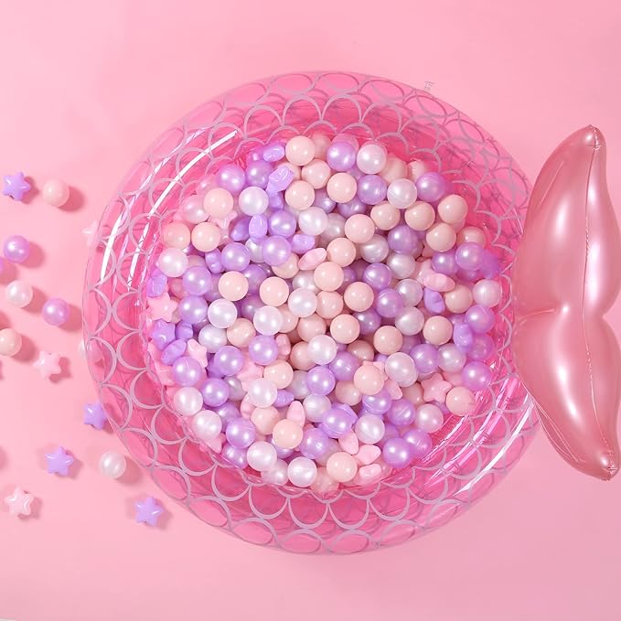 GOGOSO Ball Pit Balls for Toddlers Phthalate-Free BPA-Free Non-Toxic Crush Proof Soft Plastic Play Balls Baby Kids Shape Tent Pool Playhouse Playpen Party Decor, Pink Blue Purple White,500PCS