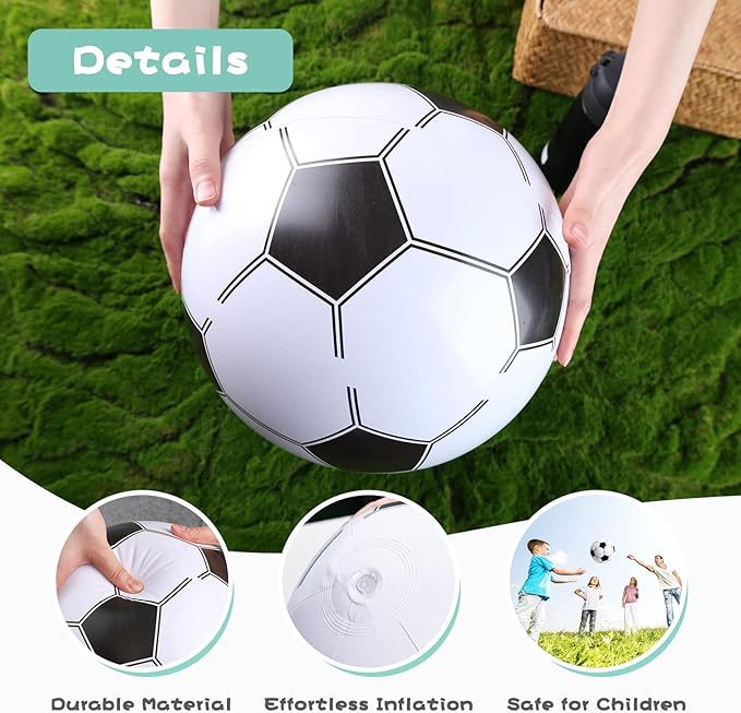 FUTUREPLUSX Inflatable Soccer Balls, 12-inch Beach Balls Bulk for Beach Toys & Soccer Birthday Party Decorations & Party Favors for Kids, Goodie Bags Stuffers (Pack of 8)