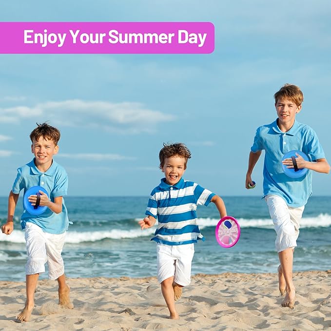 ANNKIE Toss and Catch Ball Set with 6 Paddles 6 Balls, Outdoor Toys for Kids Beach Toy Pool Toys Outdoor Yard Games for 3 4 5 6 7 8 9 10 Year Old Boys Girls, Ideal Gifts for Kids Age 3+