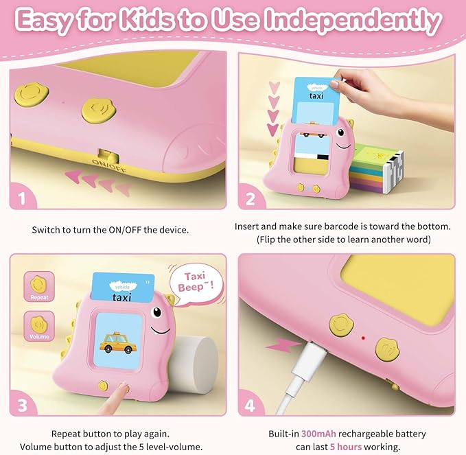 Alotwan Girls Toys Montessori Toys for 2 3 4 Year Old, Talking Flash Cards with 510 Sight Words, Sensory Speech Therapy for Toddlers 2-4 Autism Children, Preschool Learning Kids Gifts