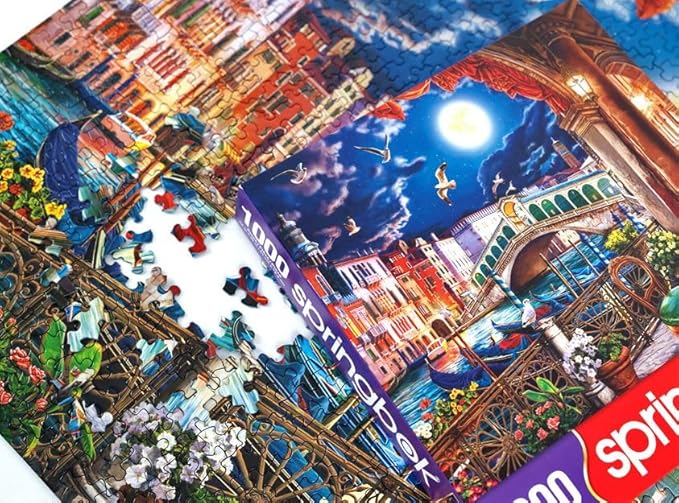 Springbok's Evening Cafe in Venice 1000 Piece Puzzle for Adults- Wonderful Travel Themed Puzzle to Challenge You
