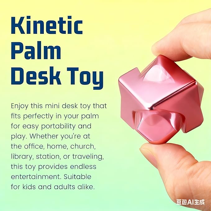 Infinity Gear Fidget Spinner for Kid Adult, Transformable Spinning Top Metallic Fidget Toys for Anti-Anxiety Stress Relief Autism ADHD, 2-in-1 Cube Focus Toy for Desktop Office Classroom Pink