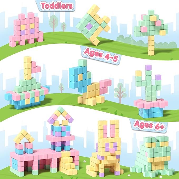 45PCS Magnetic Blocks - Toddler Girl Toys, Magnet Building Blocks, STEM Sensory Outdoor Autism Toys for 3-5 Year Old Boys & Girls, Magnetic Cubes Classroom Must Haves for Kids Ages 3+