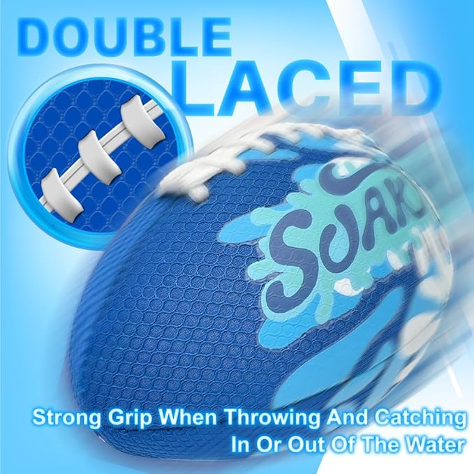 SOAK 9-Inch Water Football – Waterproof Foam Ball for Pool, Beach & Lake Games, Kids Ages and Adults, Outdoor Family Toy