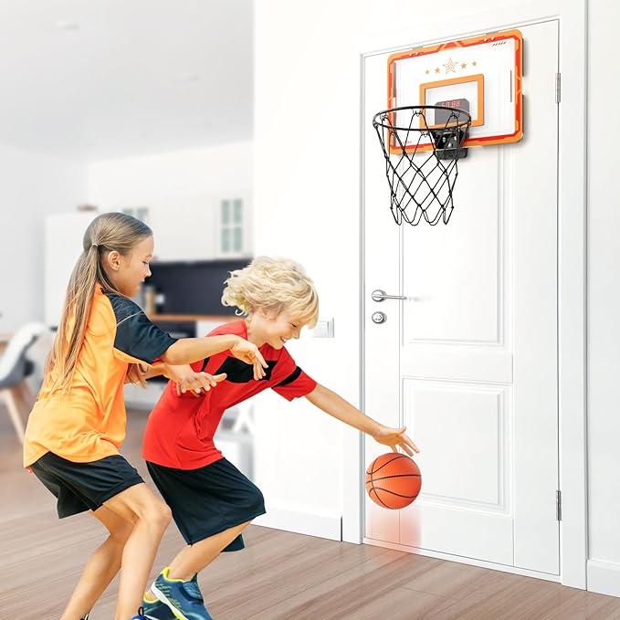 Indoor Basketball Hoop, for Boys 8-12, Led Light Mini Hoop with Electronic Scoreboard, Indoor Basketball Hoop for Kids, Boy Birthday Presents