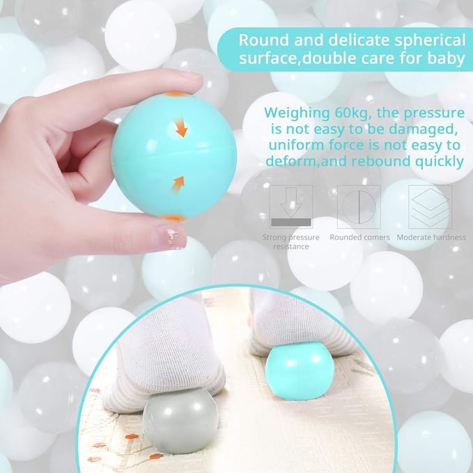 STARBOLO Ball Pit Balls for Toddlers Pack of 100 200 500 - BPA&Phthalate Free Non-Toxic Crush Proof Soft Plastic Balls for 1-5Years Old Toddlers Girl Kids Birthday Pool Playpen Tent Party