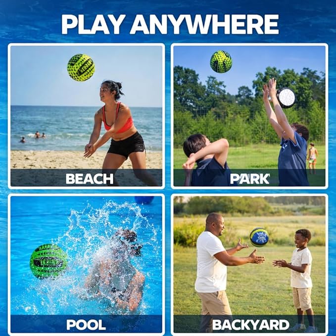 Wave Runner Waterproof Volleyball with Sure-Grip Technology - Beach & Pool Volley Ball for Kids, Teens, Adults | Outdoor Sports Gear for Day & Night Play