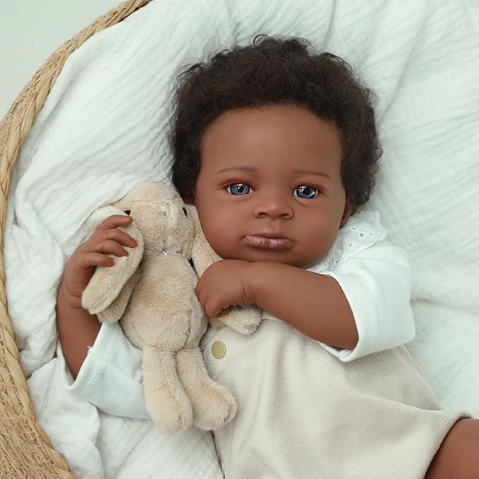 WOOROY Lifelike Reborn Baby Dolls Black – 20-Inch Realistic African American Newborn Baby Doll, Real Life Baby Dolls,Real Baby Doll with Full Vinyl Body with Accessories Gift for Kids Ages 3+