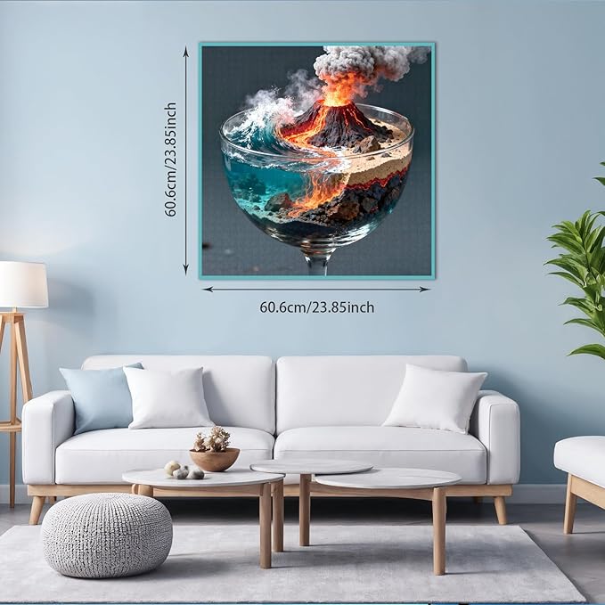 Puzzles for Adults 1024 Pieces Jigsaw Puzzles Impossible Puzzle with Letters on Back Volcano in a Cup Puzzle Family Decoration Puzzles Funny Gift for Valentine Friends (23.86 x 23.86 Inch)