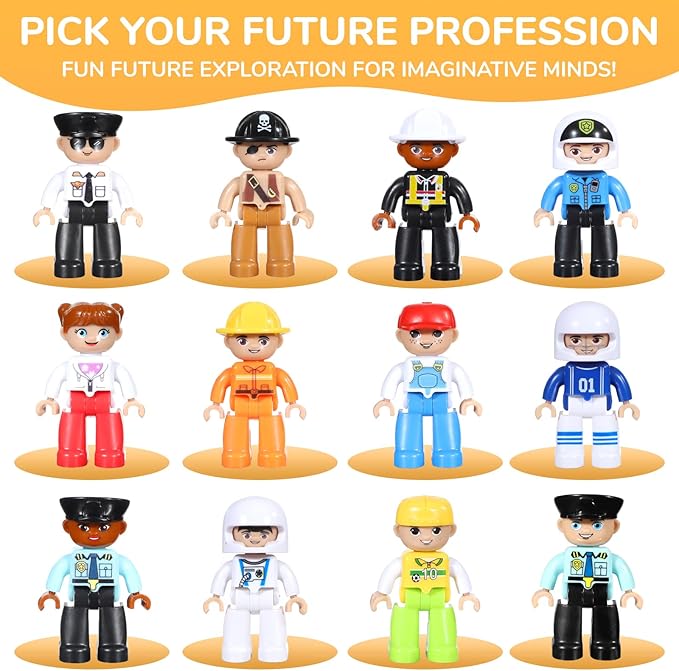 Large Magnetic Figures, 3 Inches Community Figures Set, 12 Pieces Magnetic Play People Magnet Building Toys for Kids Ages 3 4 5 6 7 8+, STEM Learning Toys Magnet Tiles Expansion