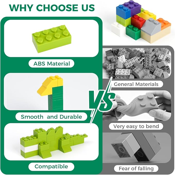 1500 Pieces Building Bricks, Classic Bulk Small Blocks, Classic Bricks Set Basic Building Blocks Compatible with All Major Brands