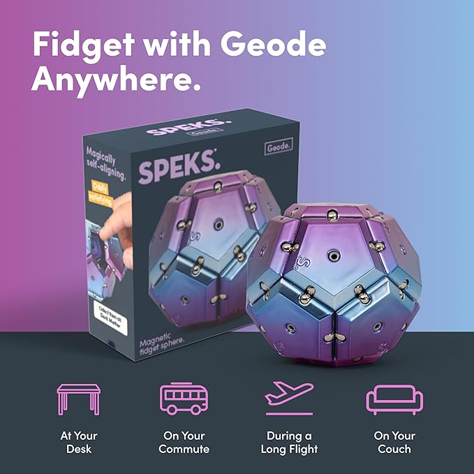 Speks Geode Magnetic Fidget Toy | Sensory Desk Toy for Adults & Teens 14+ | Stress Relief Gift | Sphere, Purple
