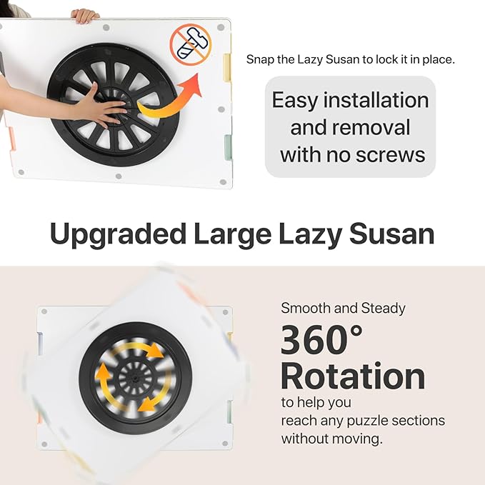 Playboda 1000 Pieces Rotating Plastic Puzzle Board with Drawers and Cover, 30"x22" Portable Spinning Jigsaw Puzzle Table for Adults, Upgraded Lazy Susan, Ideal Gift for Mum