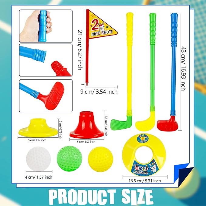 20 Pcs Kids Plastic Mini Golf Plastic Golf Clubs Toddler Golf Set for Toddlers Outdoor Indoor Educational Golf Birthday Christmas Party Gifts, 3 Colors