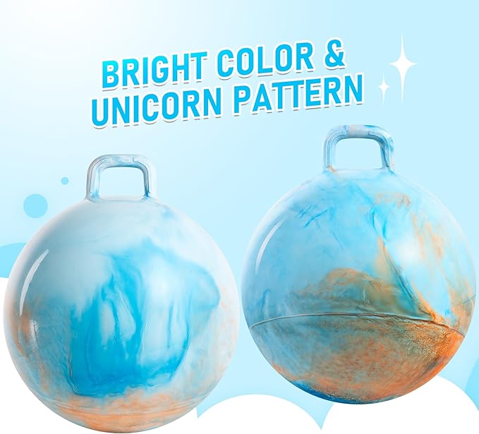 U&C Planet Hopper Ball 18 inches Bouncy Ball with Handle for Kids Age 3-6 Clouds Hoppity Hop Sit and Bounce Jumping Hopping with Pump and Gift Box Great Gift for Birthday Easter Basket Stuffers